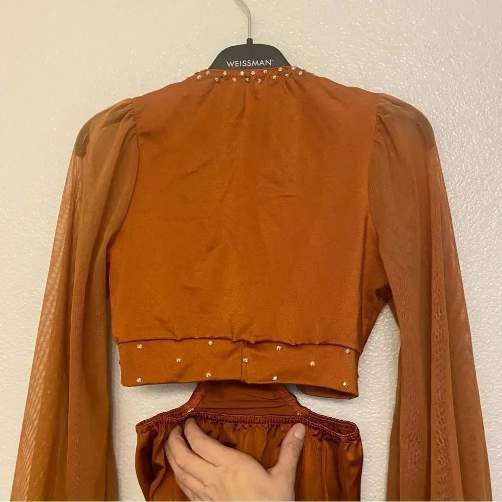 Kelle dance solo costume 2 piece Orange bronze contemporary lyrical 4235 SA
